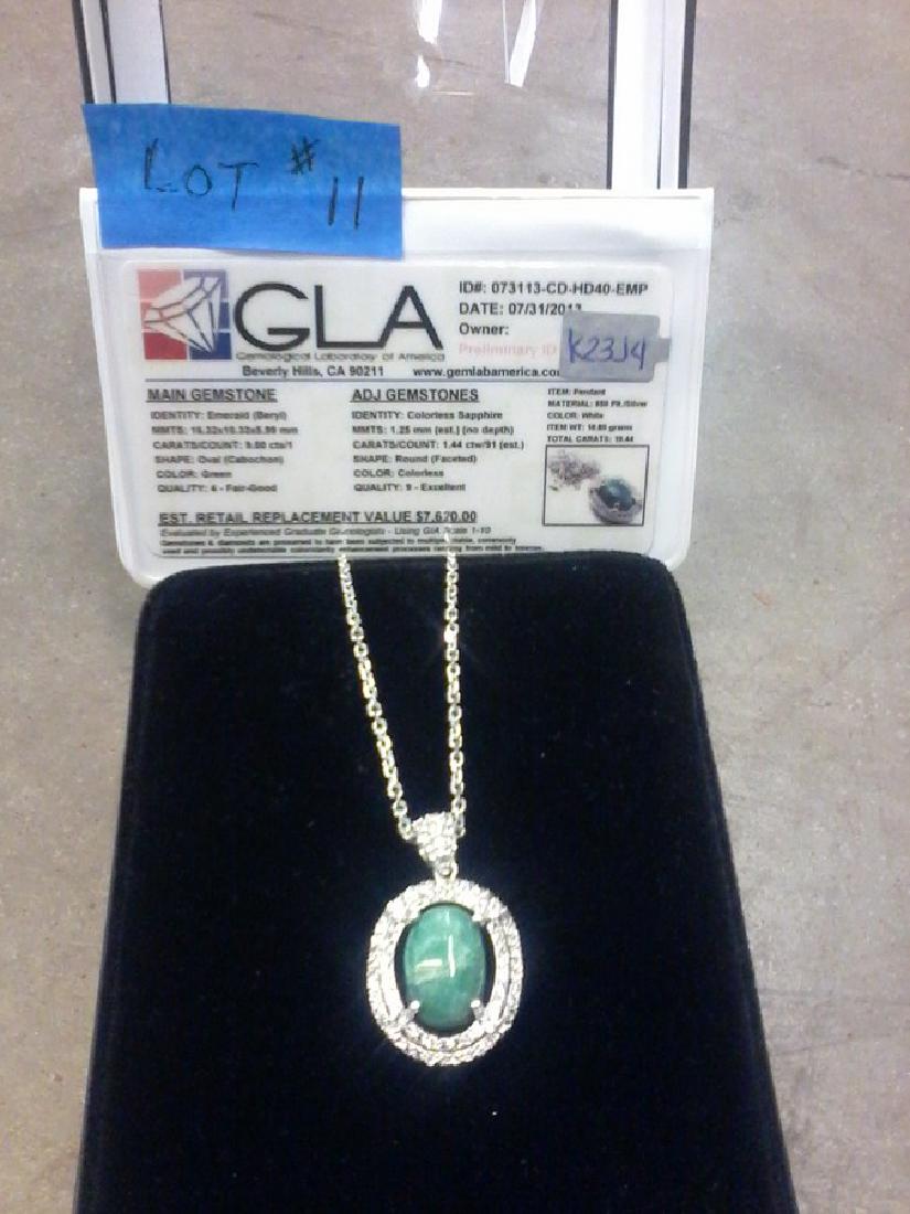 GLA Emerald(Beryl) & White Sapphire Pendant (1 of 1)