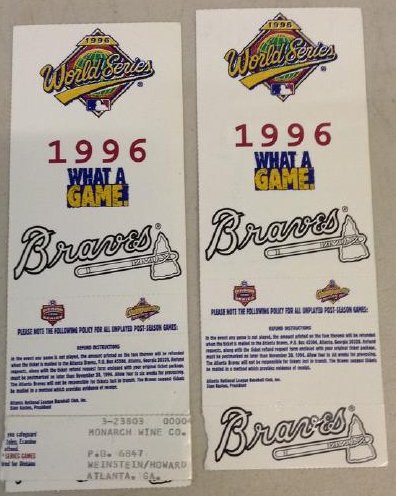1996 World Series Tickets Braves: 1996 World Series Tickets Braves