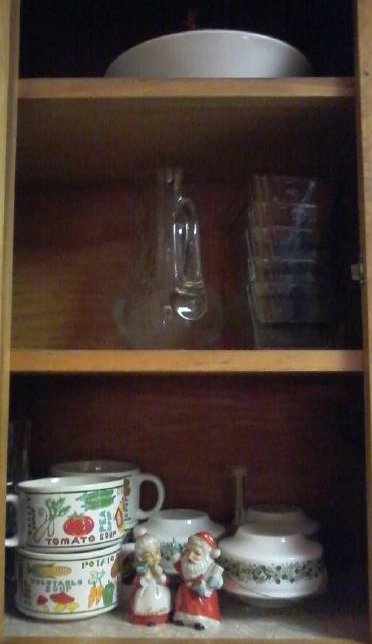 Contents of Kitchen Cabinet vintage pyrex christmas: Contents of Kitchen Cabinet vintage pyrex christmas and more