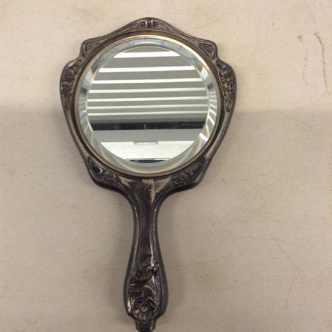 Victorian silver hand held mirror (1 of 1)