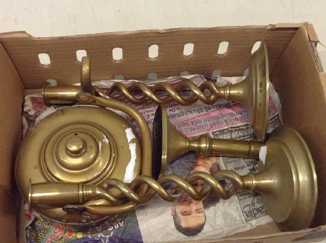 Vintage brass tea pot & candle sticks (1 of 1)