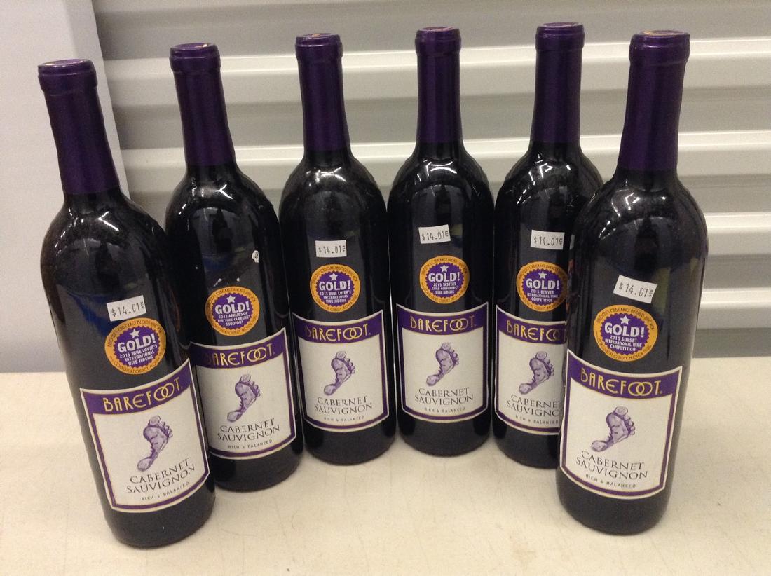 Lot of 6 Barefoot Cabernet Sauvignon Bottles: Any contents in bottle is Free; You are bidding on the bottle & unbroken tax stamp