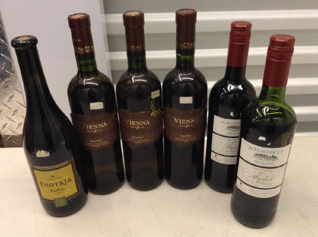 6 Wine Bottles: Any contents in bottle is Free; You are bidding on the bottle & unbroken tax stamp