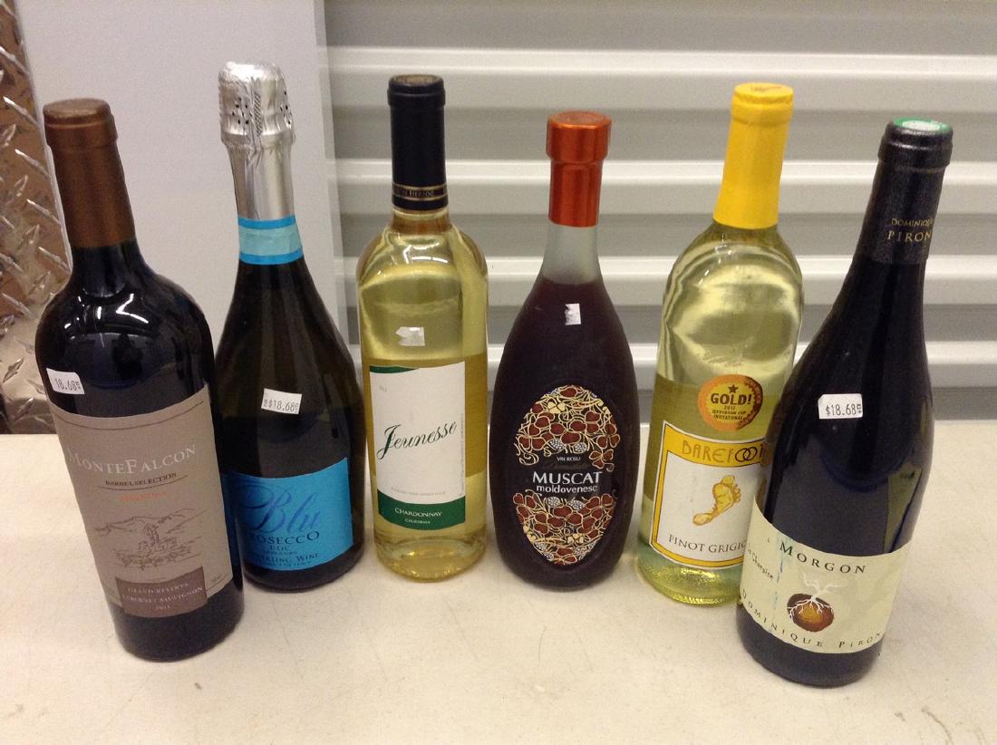 6 Wine Bottles: Any contents in bottle is Free; You are bidding on the bottle & unbroken tax stamp