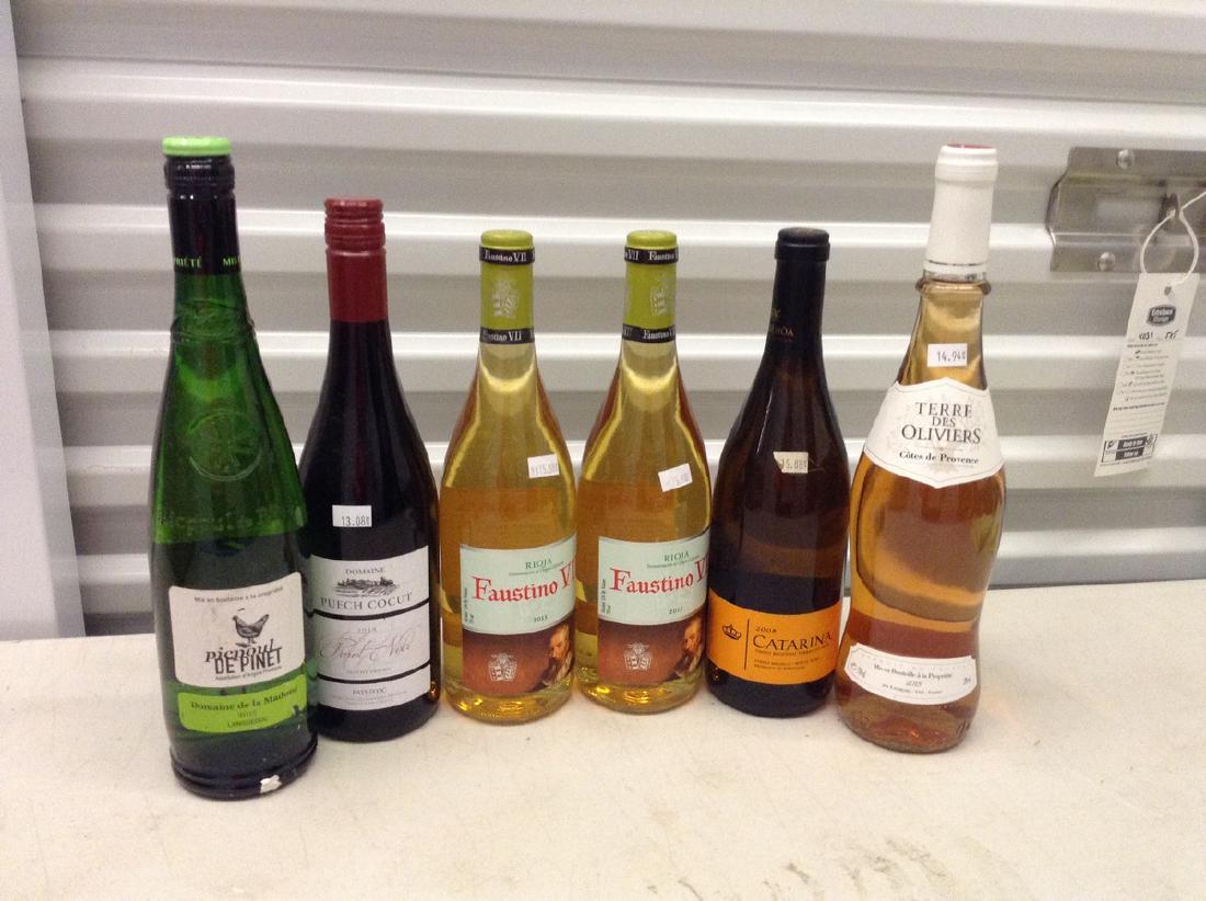 Lot of 6 Bottles of wine: Any contents in bottle is Free; You are bidding on the bottle & unbroken tax stamp