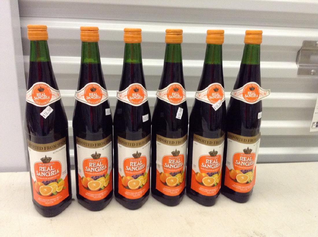 Lot of 6 Gruzgarcia - Real Sangria: Any contents in bottle is Free; You are bidding on the bottle & unbroken tax stamp