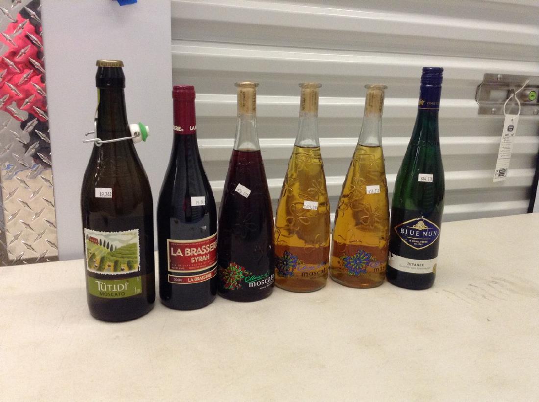 Lot of 6 bottles of wine: Any contents in bottle is Free; You are bidding on the bottle & unbroken tax stamp