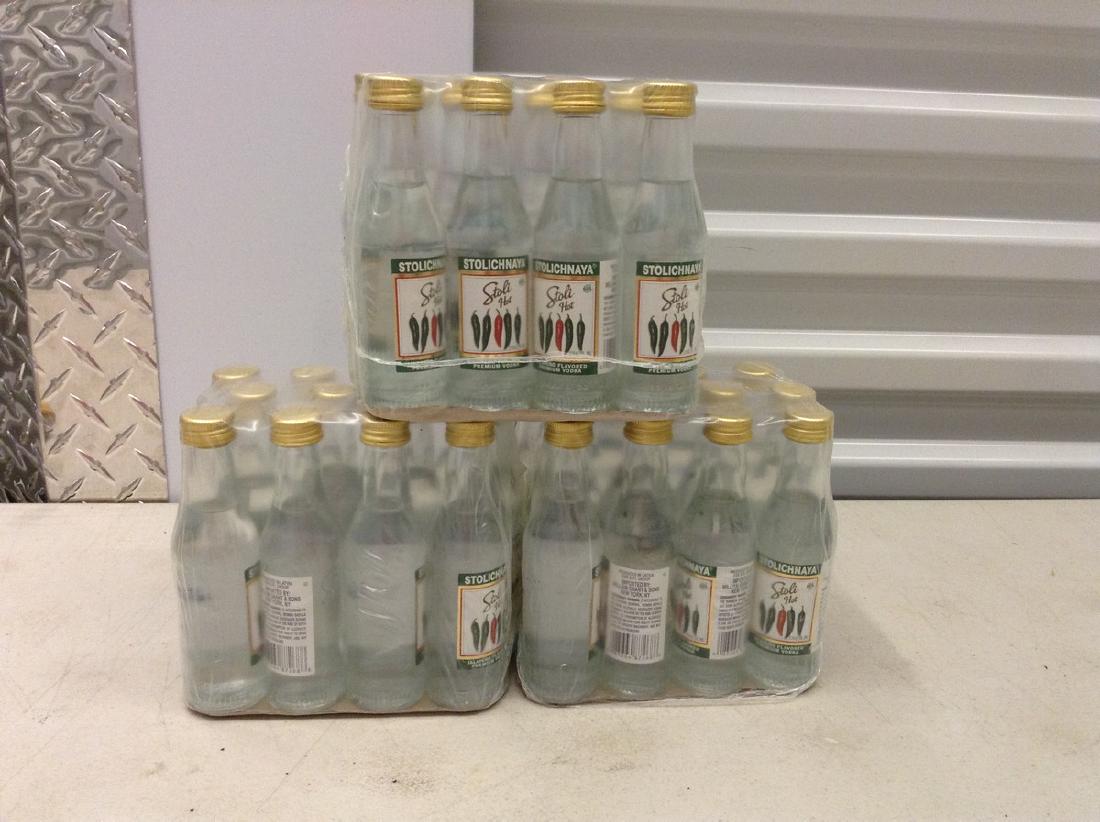 Lot of 3 case Stali Hot Japnano Flavored Vodka: Any contents in bottle is Free; You are bidding on the bottle & unbroken tax stamp