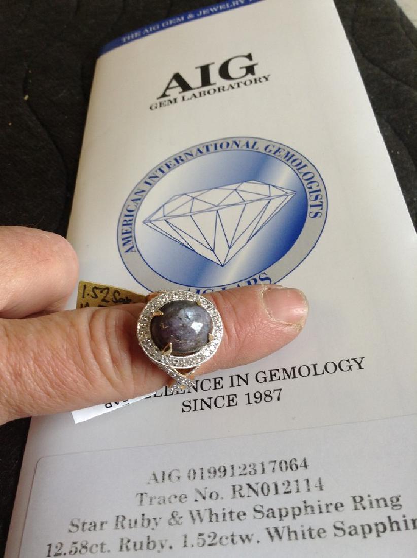 925 Silver Ladies Cast star Ruby & white Sapphire Ring (1 of 1)