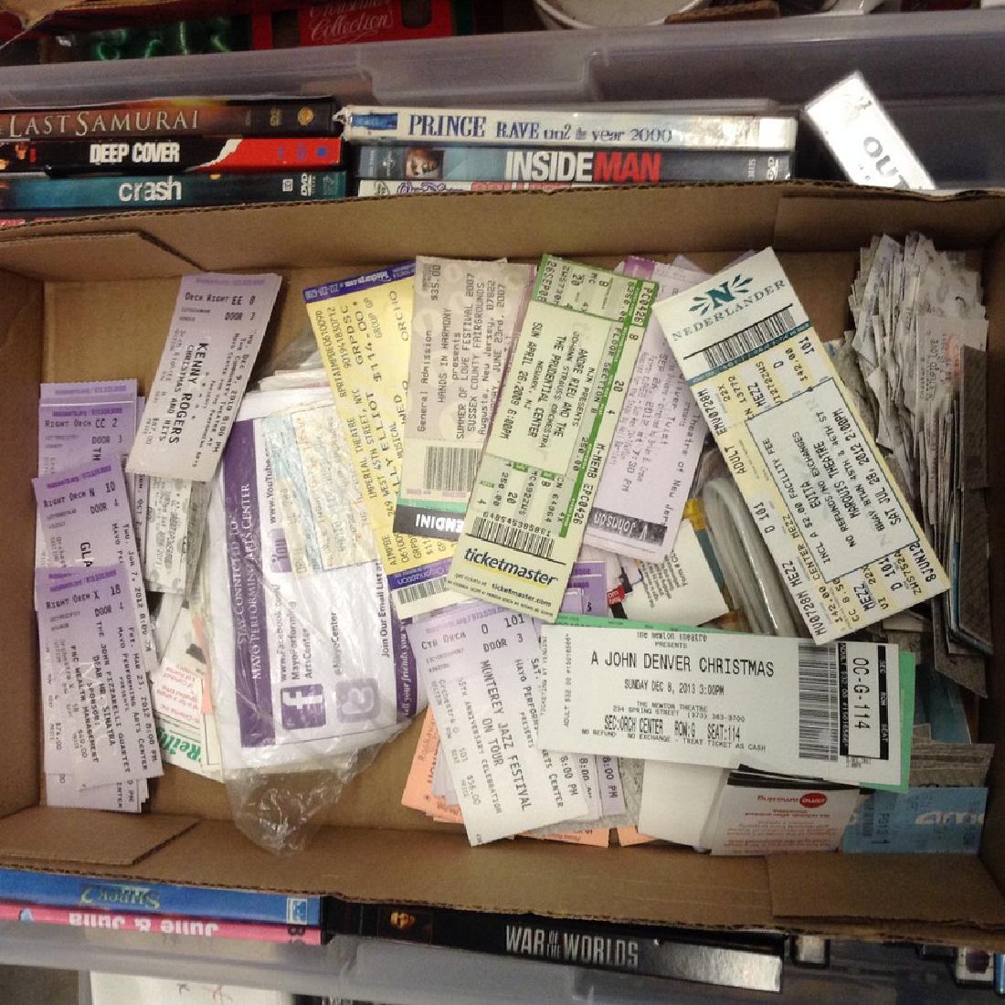 Large box of concert ticket stubs: Large box of concert ticket stubs