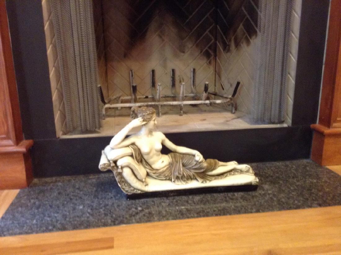 Signed LCL Marking Lady Statue 2ft L x 14" H: Signed LCL Marking Lady Statue 2ft L x 14" H