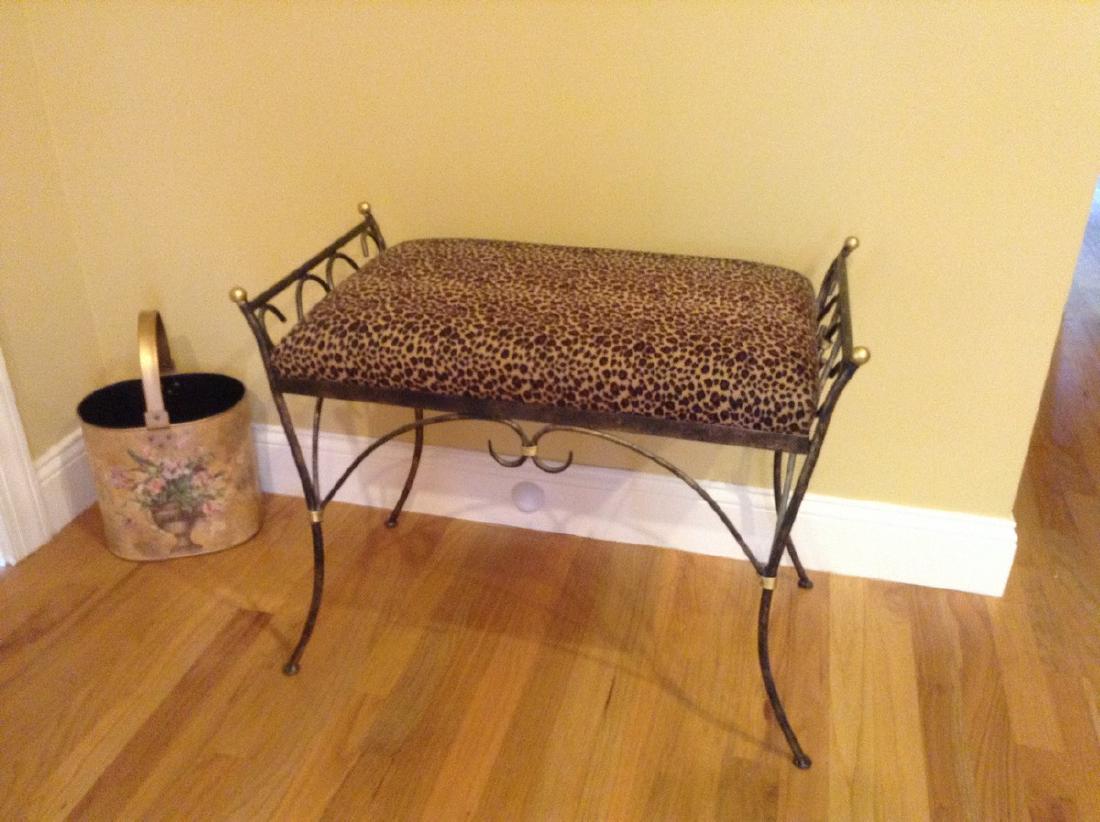 Metal & leapard skin Bench 30" Long (1 of 1)