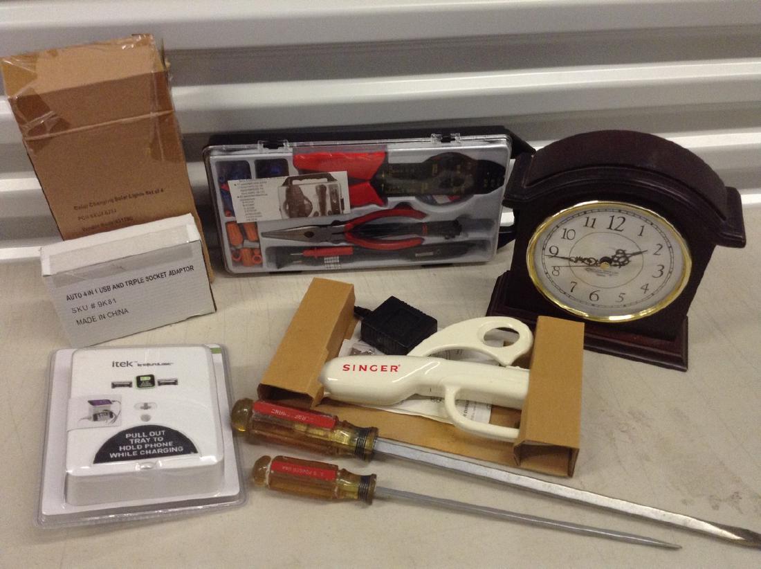 Lot of misc tools, clock, singer scissors and others (1 of 1)