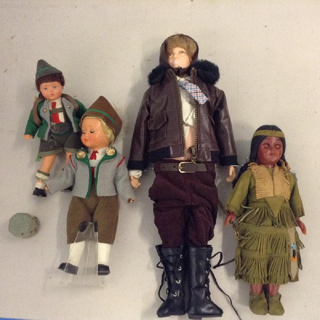 4 Vintage Doll's, Indian Avaitor, 2 German Dolls (1 of 1)