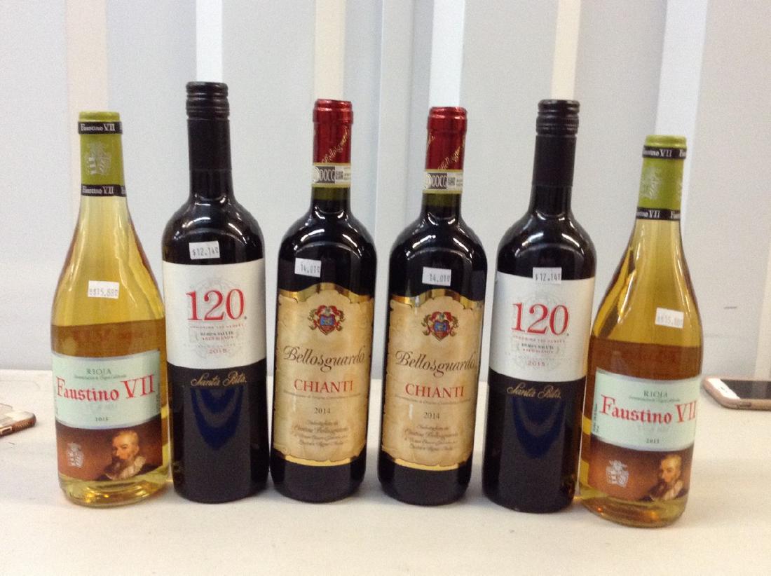 lot of 6 mixed wine bottles: Any contents in bottle is Free; You are bidding on the bottle & unbroken tax stamp