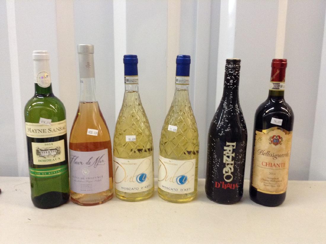lot of 6 mixed wine bottles: Any contents in bottle is Free; You are bidding on the bottle & unbroken tax stamp