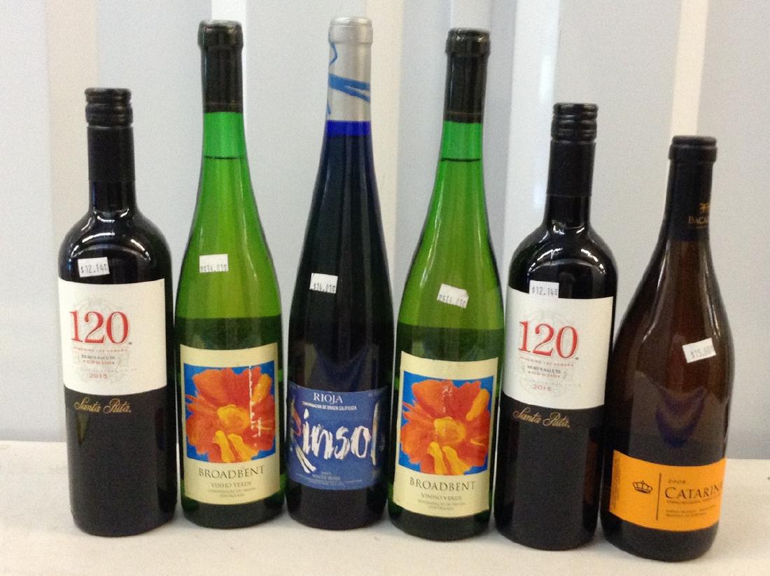 lot of 6 mixed wine bottles: Any contents in bottle is Free; You are bidding on the bottle & unbroken tax stamp