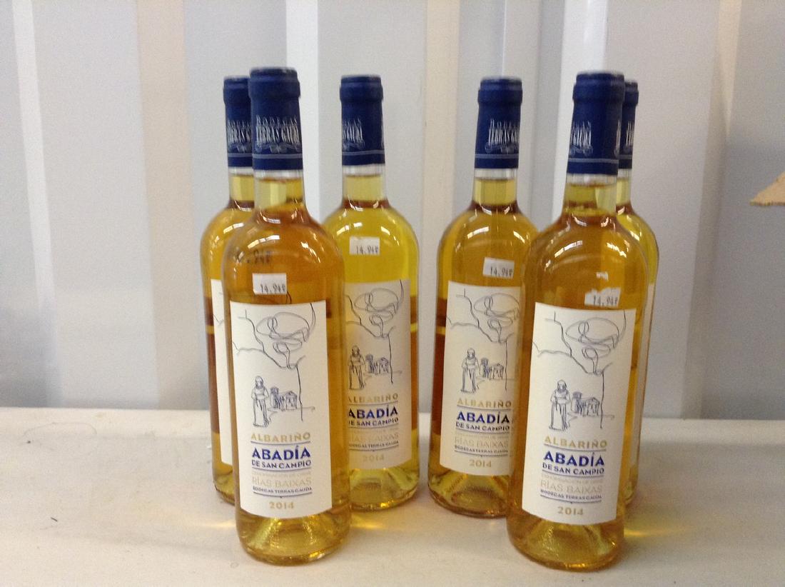 lot of 6 Albarino Abadia de San Campio 2014: Any contents in bottle is Free; You are bidding on the bottle & unbroken tax stamp