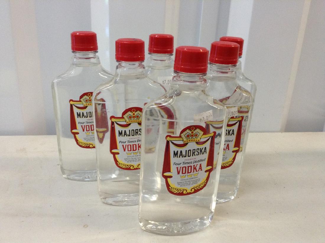 Majorska Distilled Vodka lot of 6: Any contents in bottle is Free; You are bidding on the bottle & unbroken tax stamp