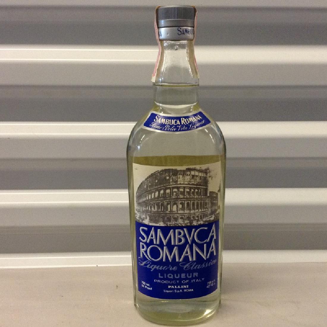 Sambuca Romana 750ml bottles: Any contents in bottle is Free; You are bidding on the bottle & unbroken tax stamp