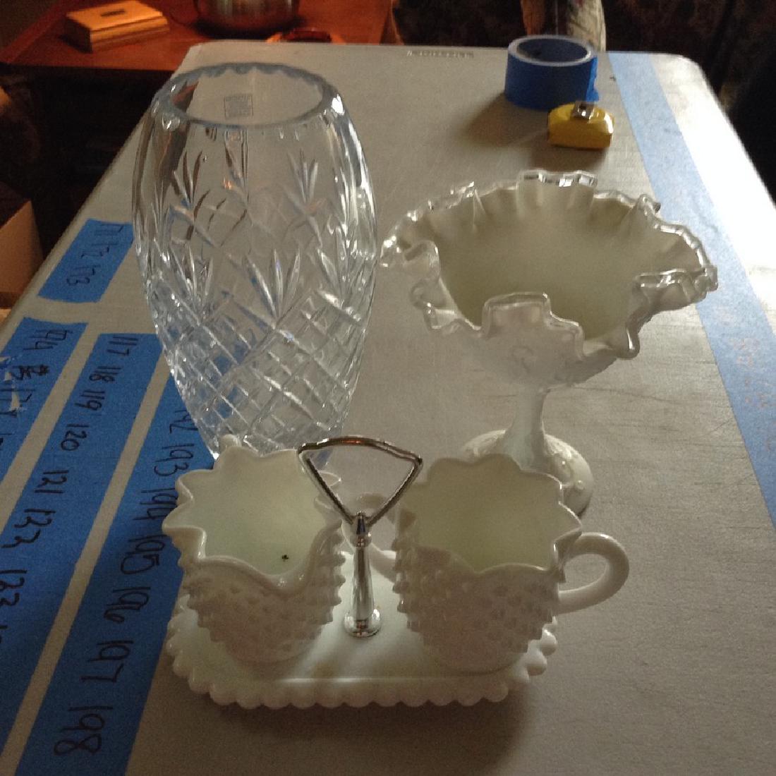 leaded vase and hobnail glass: leaded vase and hobnail glass
