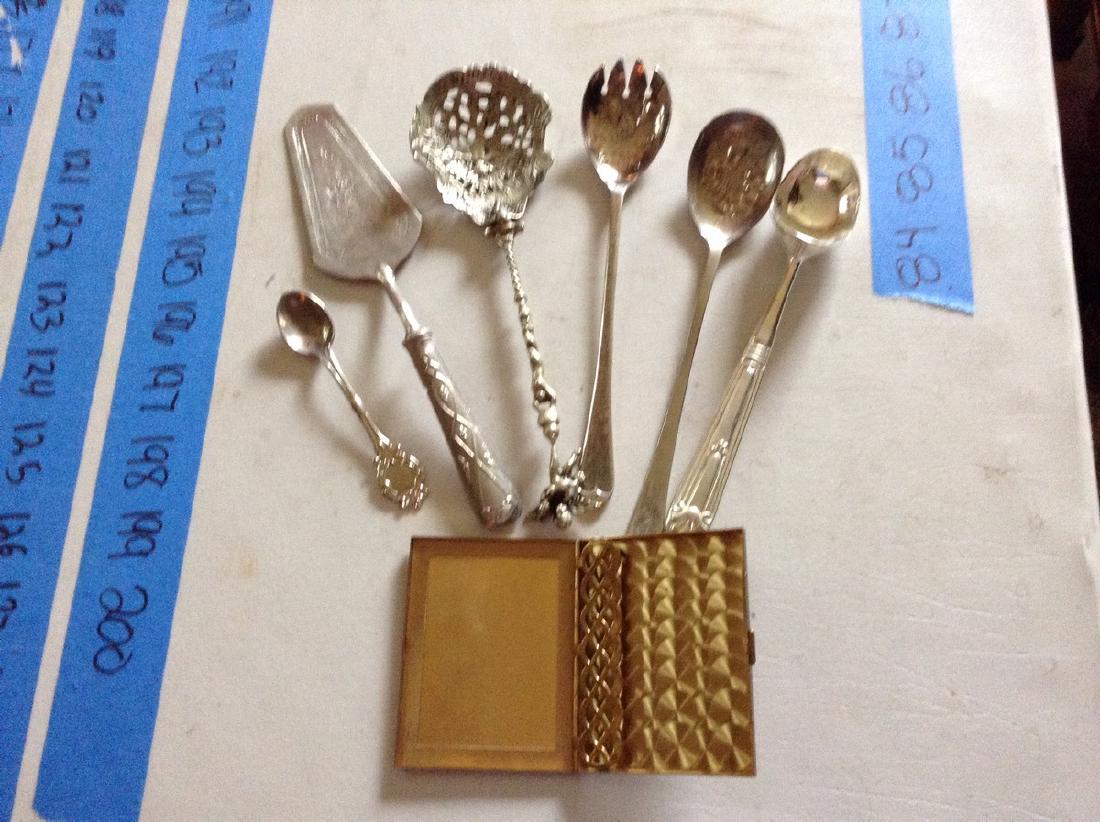 art deco cigarette case and serving utensils: art deco cigarette case and serving utensils