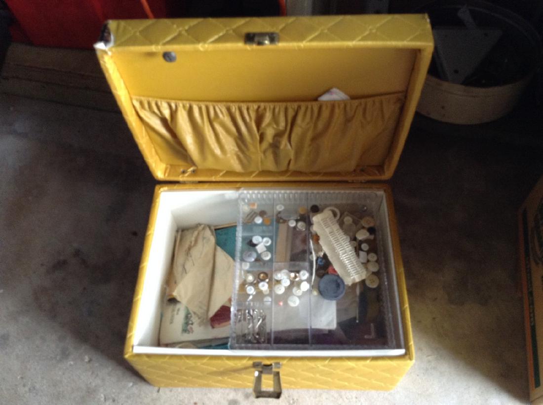 vintage sewing kit with patterns, buttons and more: vintage sewing kit with patterns, buttons and more
