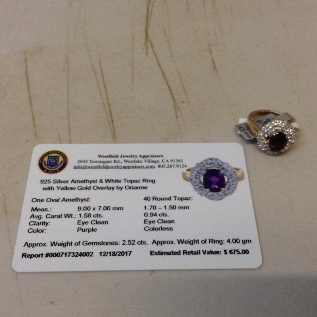 Sterling Silver Amethyst & White Topaz ring Size: 6 1/2 (1 of 1)