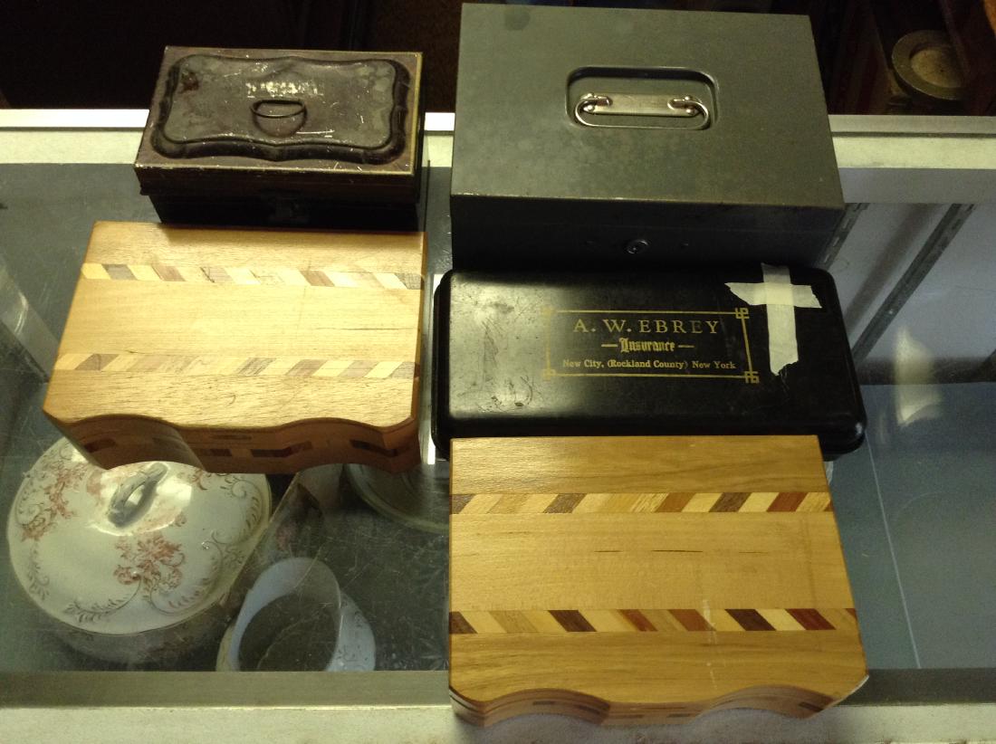 lot of tin & wooden inlayed boxes (1 of 1)