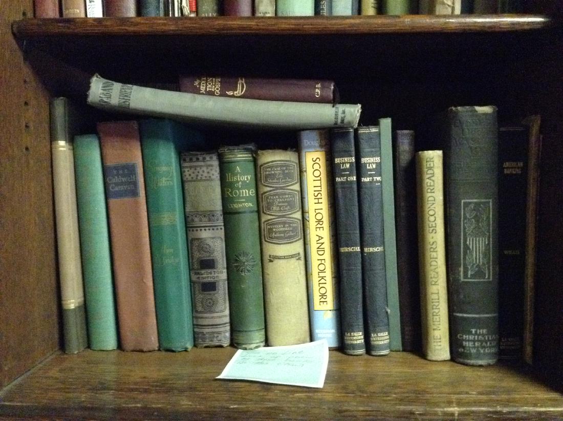 Book shelf of early leather bound books (1 of 1)