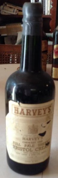 Harveys Sherry Bristol Cream: Any contents in bottle is Free; You are bidding on the bottle & unbroken tax stamp