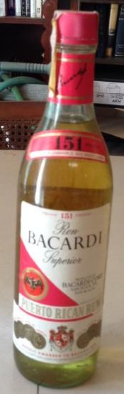 Ron Bacardi Superior- Puerto Rican Rum: Any contents in bottle is Free; You are bidding on the bottle & unbroken tax stamp