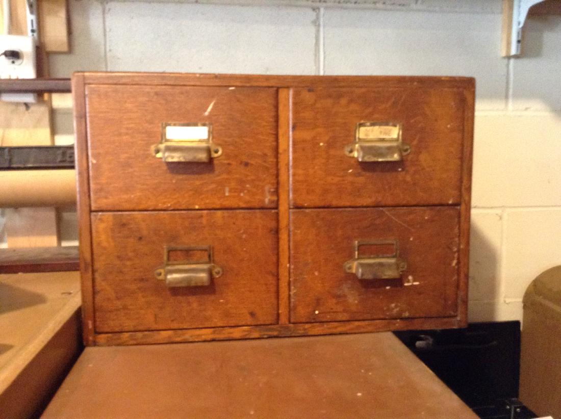 tiger oak four draw library card holder: tiger oak four draw library card holder