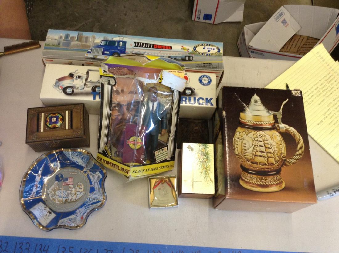 ceramic stein, 2diecast trucks, Kennedy space center (1 of 1)