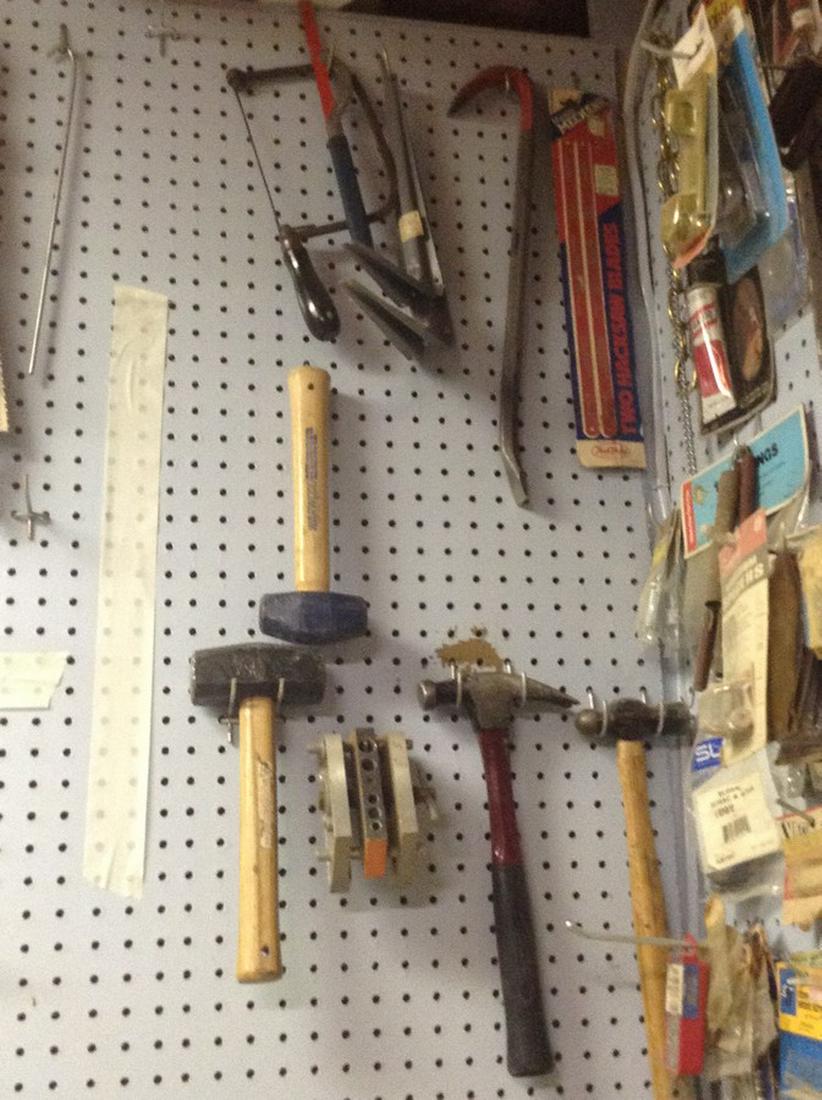 contents of hanging peg board hammers & more (1 of 1)