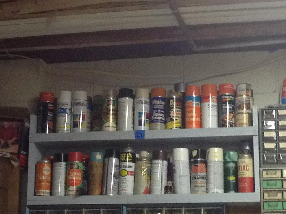 2 Shelving units of spray paint cans (1 of 1)