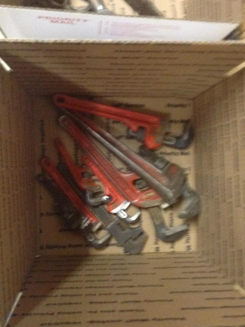 box lot of vintage pipe wrenches ; ridgid & more (1 of 1)