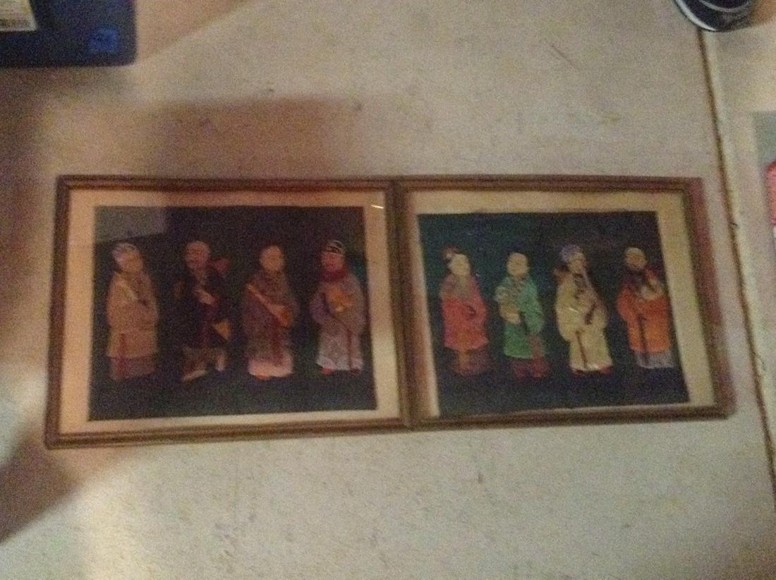 2 early cloth oriental artwork 11 1/2 x 14 (1 of 1)