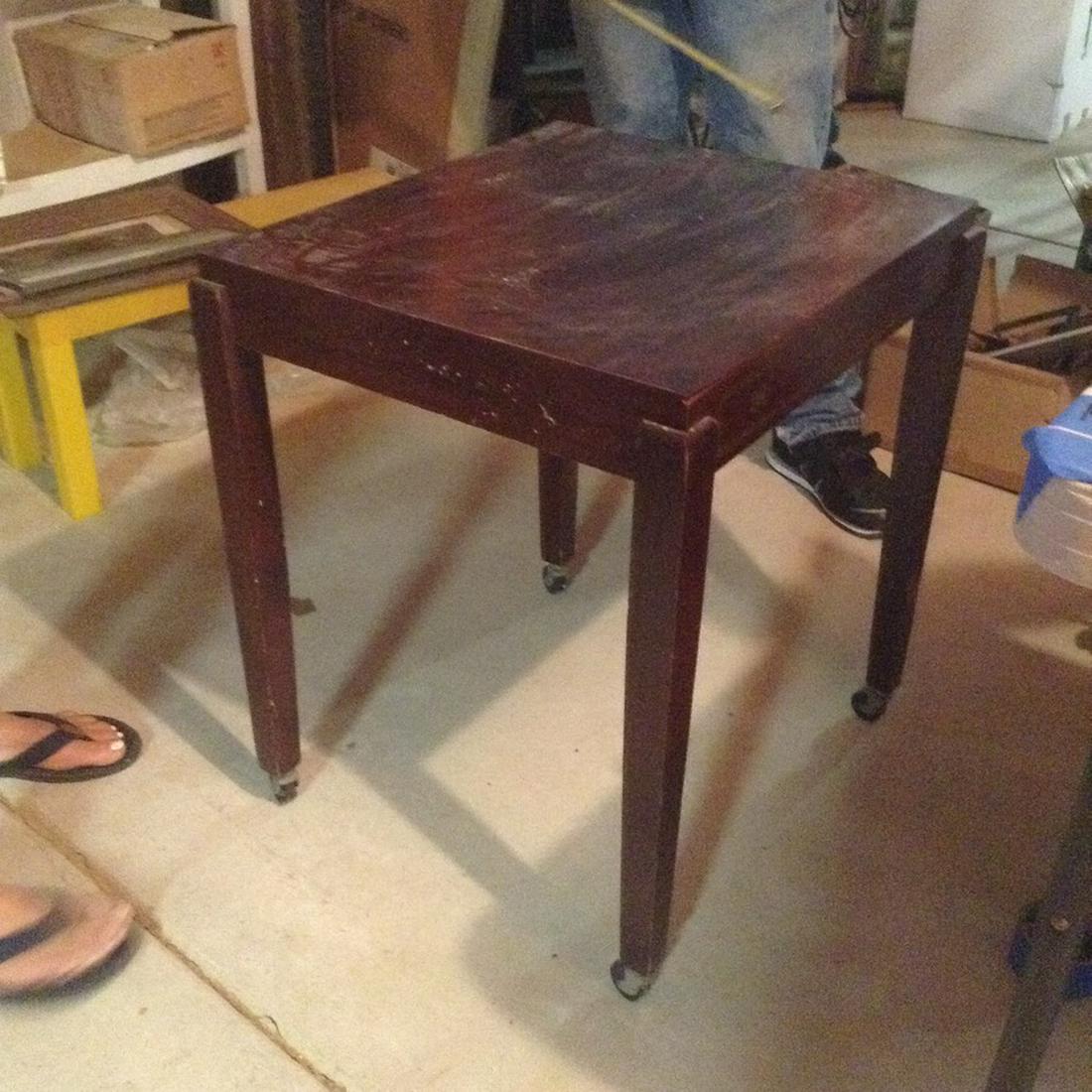 Wooden end table on wheels - 20 x 20 x 25: Wooden end table on wheels - 20 x 20 x 25
