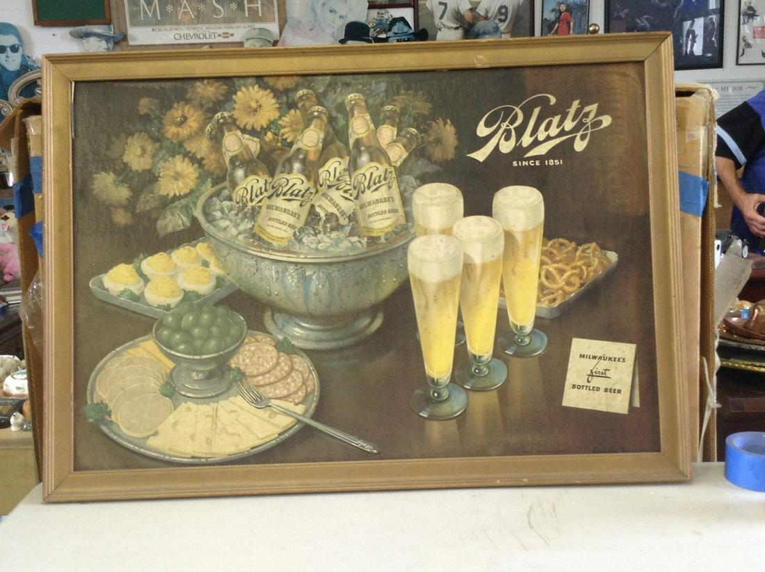 Blatz Milwaukee bottle beer framed: 34" x 24"