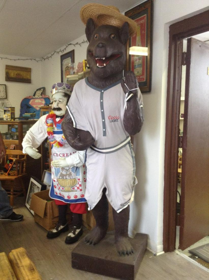 Coors 1970's Plastic Advertising Bear: 81" Tall Uniform reads Beer Wolf