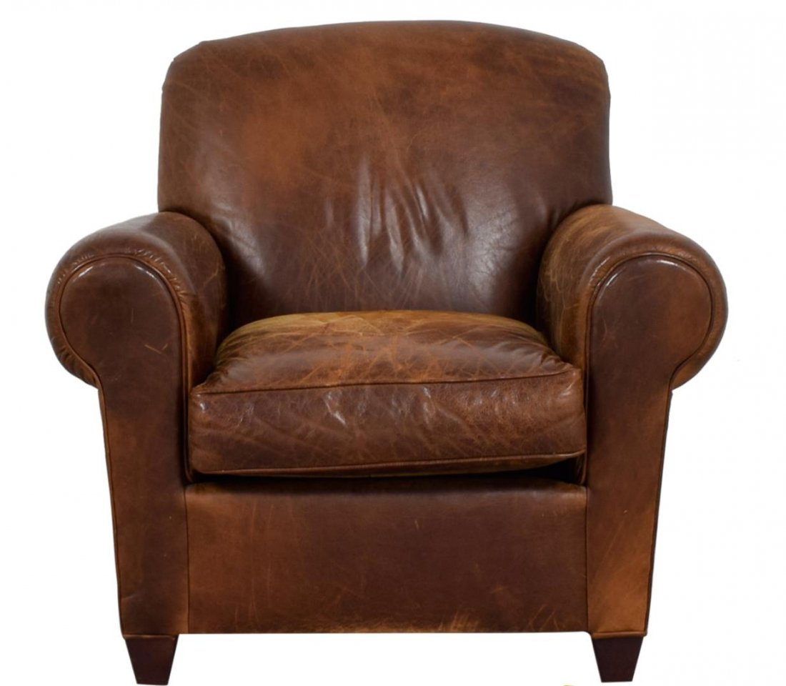 B35B1-1 Vintage French Leather Club Chair NO OTTOMAN (1 of 3)