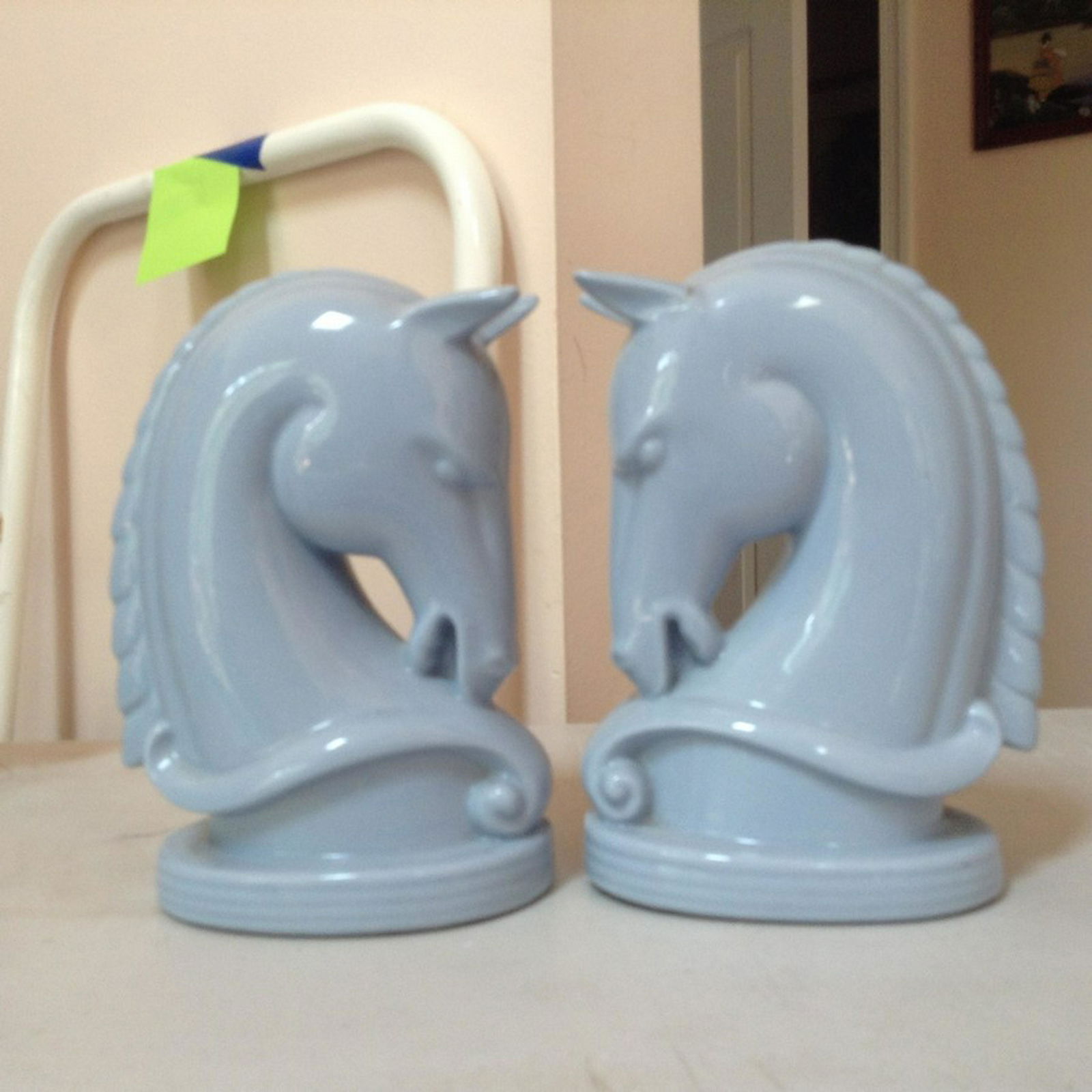 lot of 2 ceramic blue horse heads no chips or cracks (1 of 1)