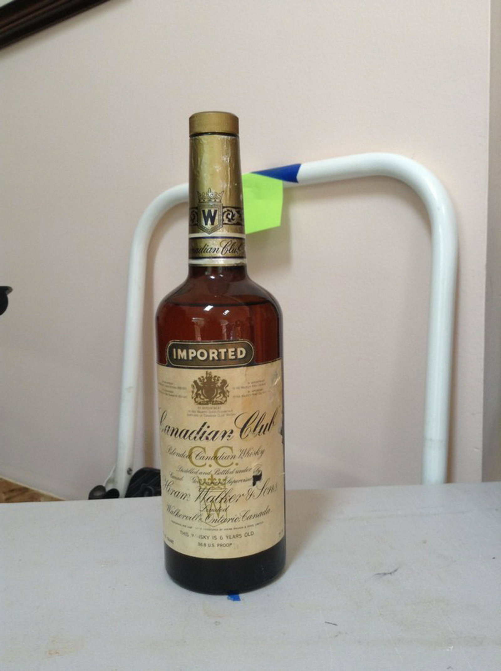 Canadian Club Hiram Walker and Son 4/5 Quart: Any contents in bottle is Free; You are bidding on the bottle & unbroken tax stamp