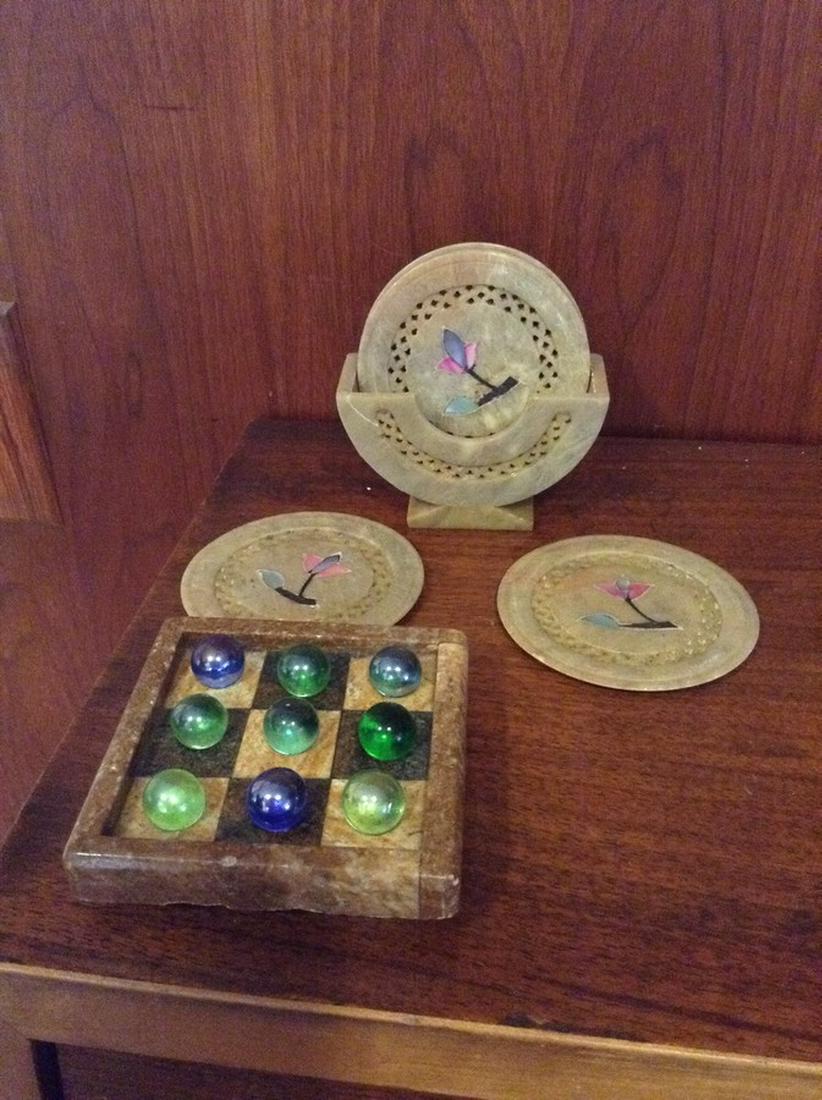 Sand stone carved coasters & marble game: Sand stone carved coasters & marble game