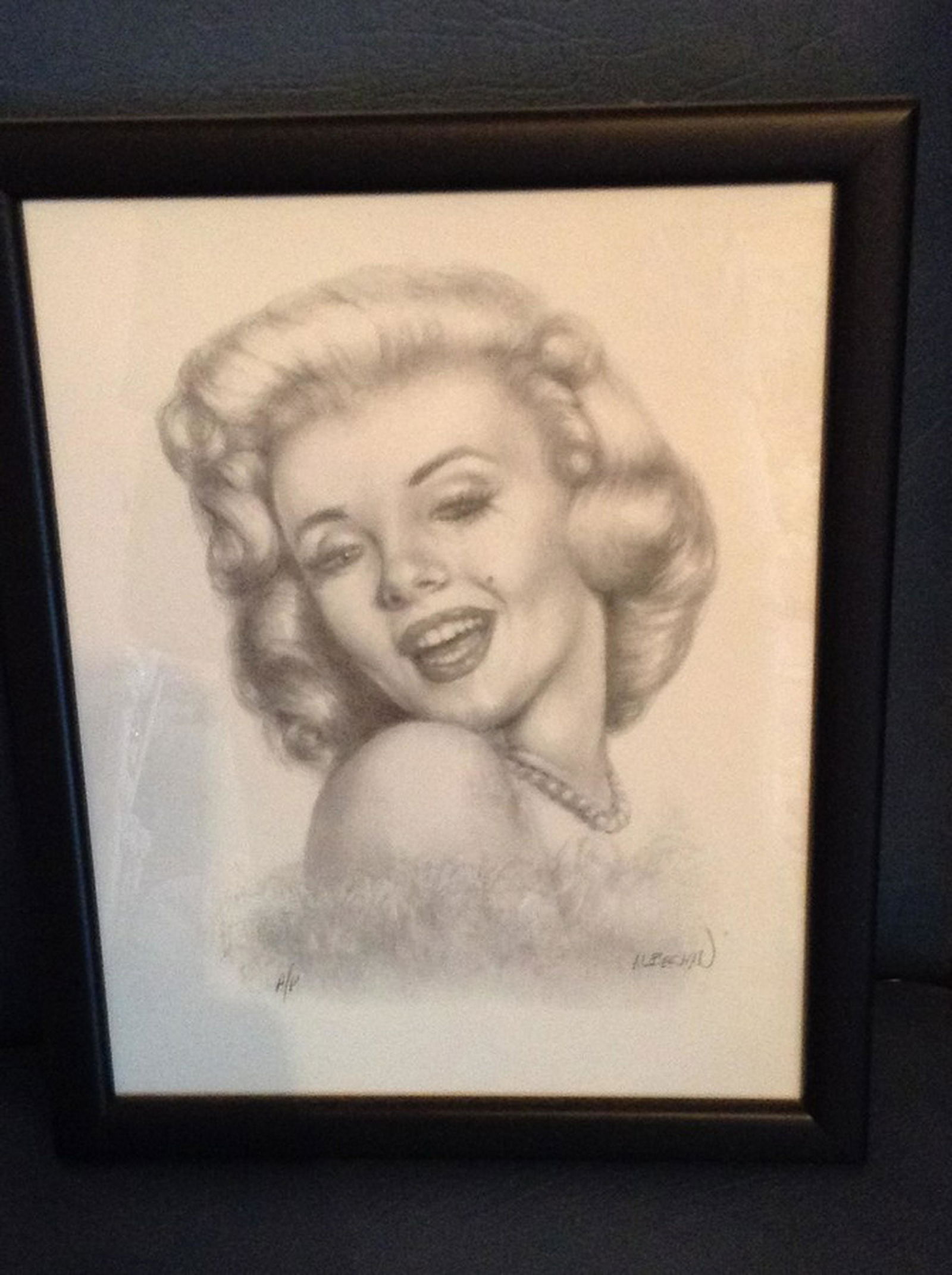 Marilyn Monroe pencil drawing signed by the artist (1 of 1)