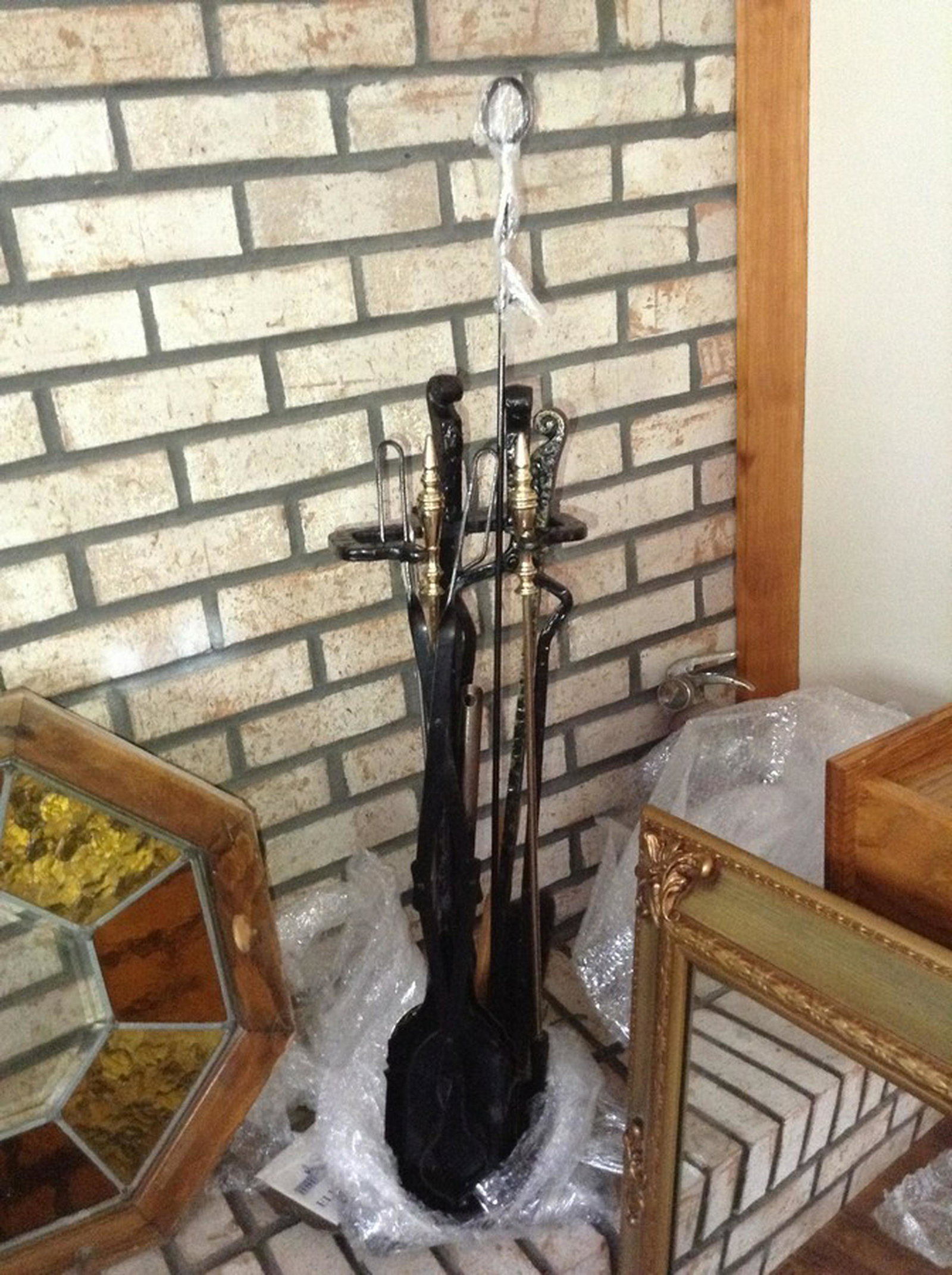 lot of vintage fireplace tools: lot of vintage fireplace tools