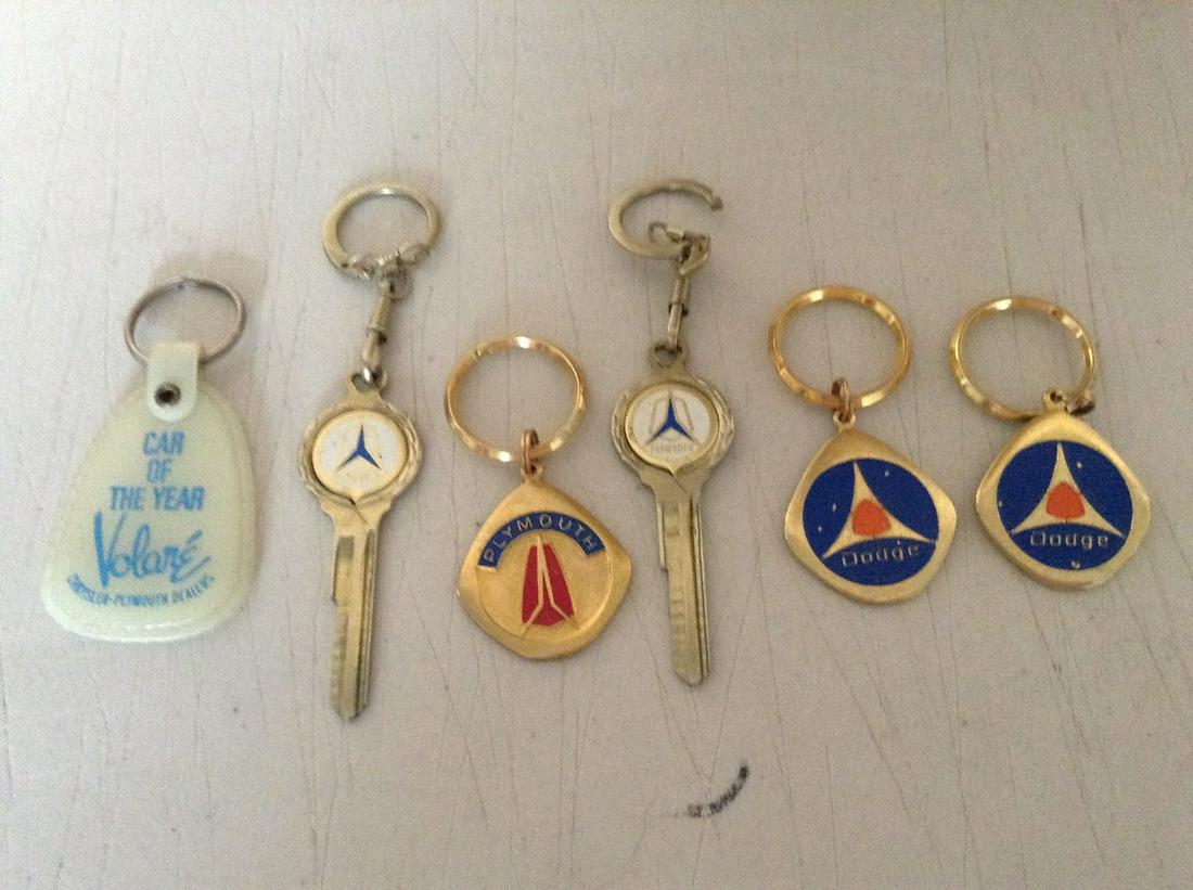 Plymouth and Dodge keychains from the 1960's: only given out by the dealer when purchased a new car