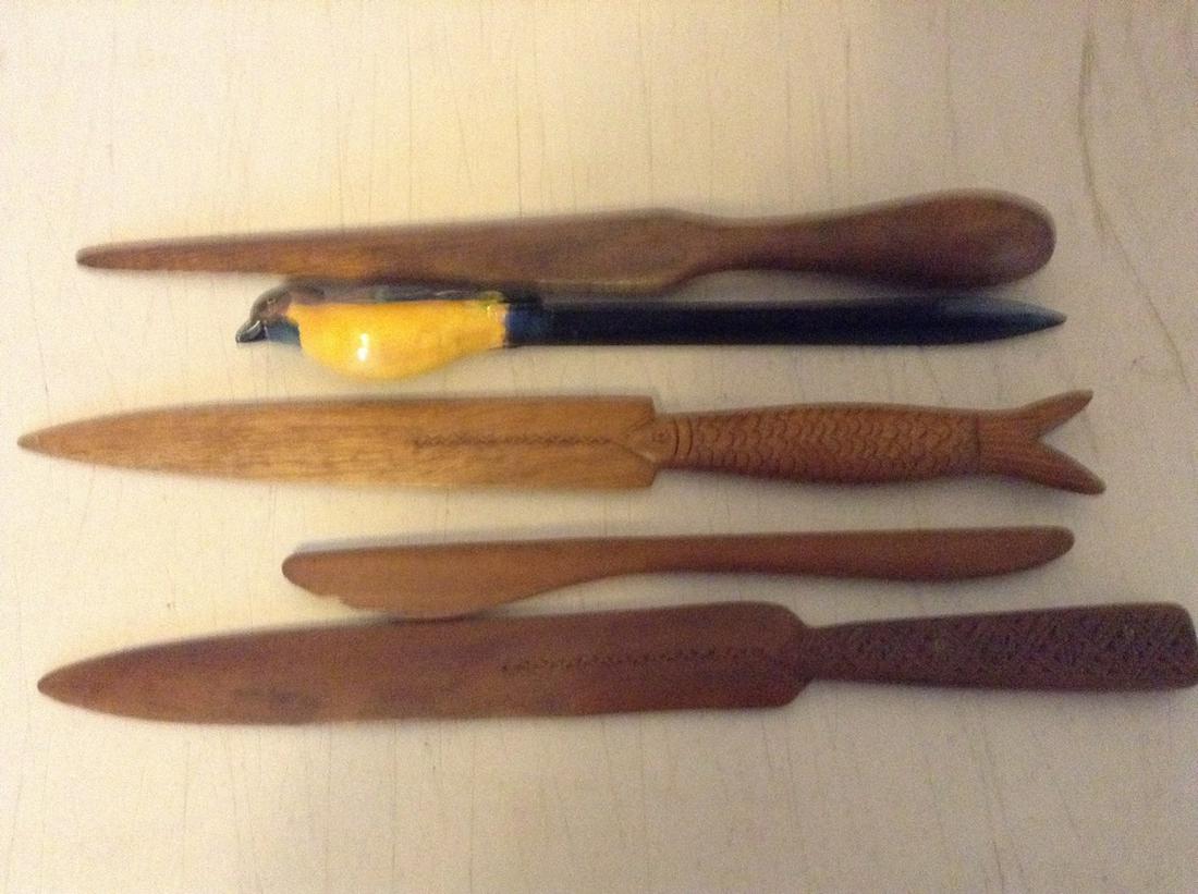 lot of hand carved wood letter openers: lot of hand carved wood letter openers