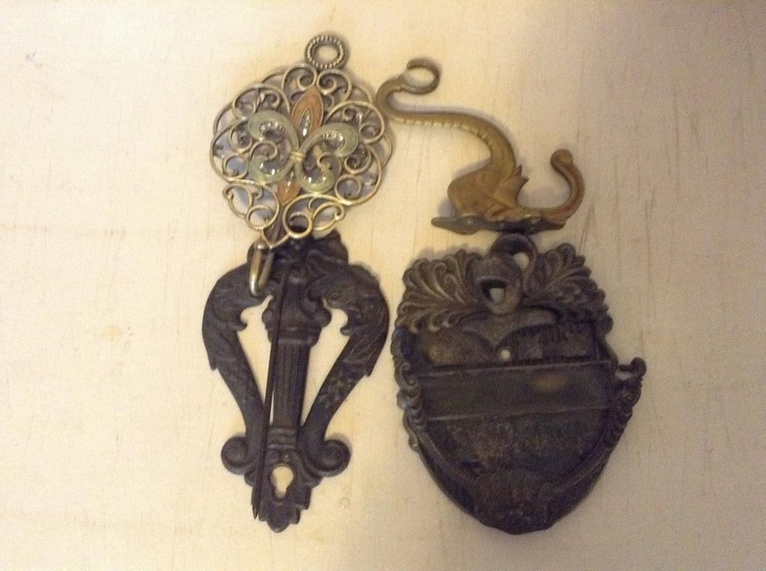 vintage brass wall hanging and door knockers: vintage brass wall hanging and door knockers; Ukrainian / Russian eggs